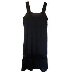 Bloomchic Dress Sz16 Black Adjustable Wide Straps Eyelet Accent Laser Cut Floral